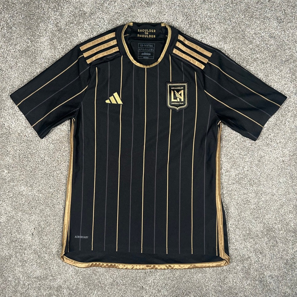 Adidas LAFC 2024 Home Jersey Youth Kids Black‎ Gold Soccer Shirt 13-14Y 164cm